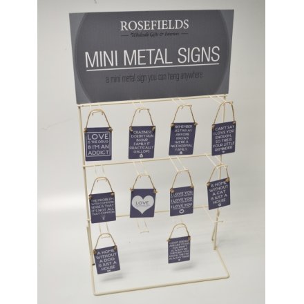 Stand suitable to hold 120 signs in total and sit on a counter or shelf
