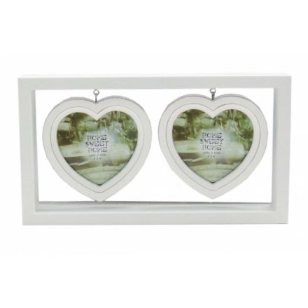 White Shabbie Chic Heart Frame Double