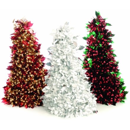 Die Cut Holly / Bubble Tinsel Tree 50cm