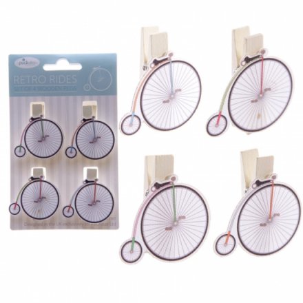 Pack of 4 Pegs Retro Rides Bicycle