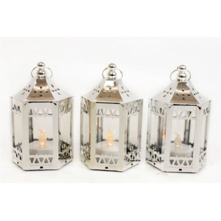 LED Silver Mini Lanterns