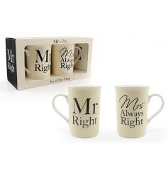 Set of two boxed mugs with humorous text