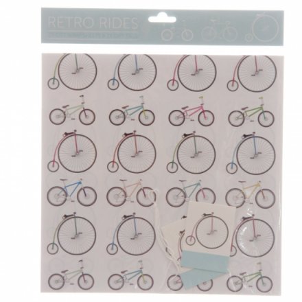 Retro Rides 2 Sheet Gift Wrap Pack plus Gift Tags