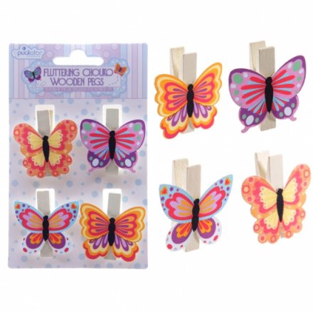 Colourful Butterfly Pegs Pack (4)