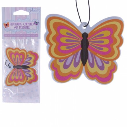 Peach Pink And Orange Butterfly Air Freshener