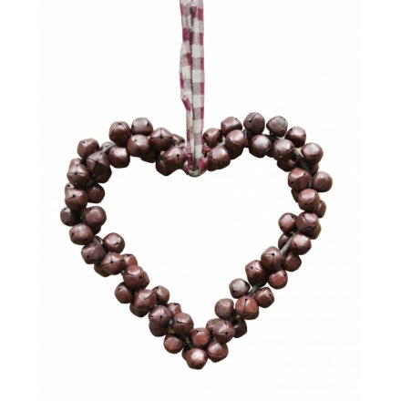 Red Rustic Bell Hanging Heart Large 26cm