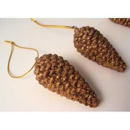 Gold Hanging Pinecone Decorations