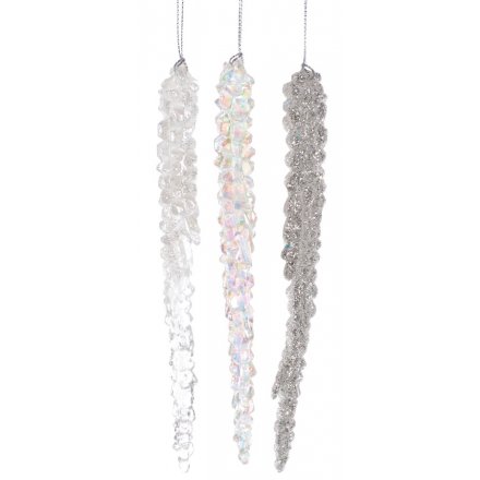 Icicle Hanging Decorations 3 Mix