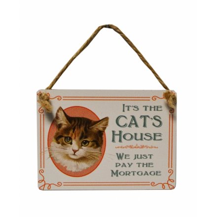 Mini Metal Sign - Cats House 