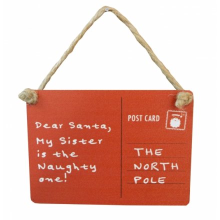 Dear Santa Naughty Sister Mini Sign