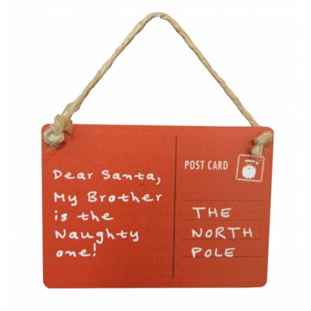 Dear Santa Naughty Brother Mini Sign