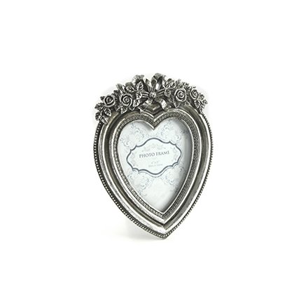 Antique Silver Heart Frame 4 x 6