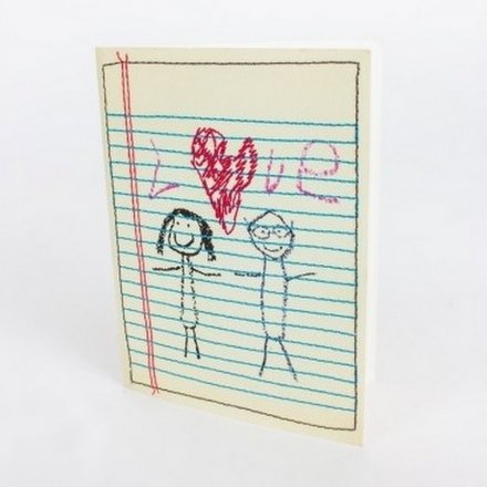 Fabric Embroidered Love Card