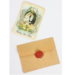Best wishes wedding card with a classic vintage design and envelope to match