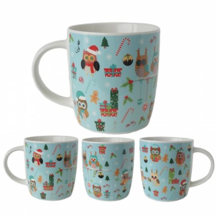 Christmas Owls China Gift Boxed Mug
