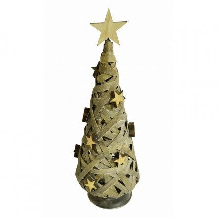 Grey Wooden Cone Christmas Tree 28cm