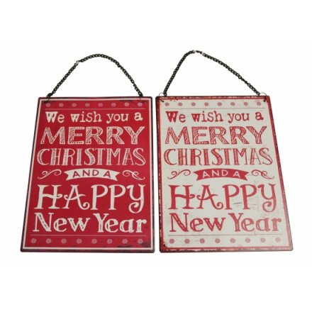 Christmas and New Years Metal Sign Mix