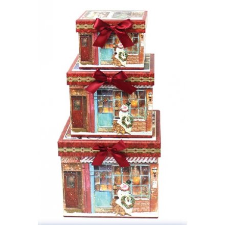 Snowman Square Boxes Set of 3