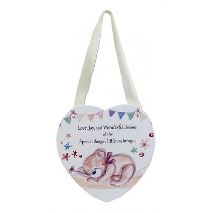 Cute hanging heart plaque with sweet message from the Little Bear Hugs range