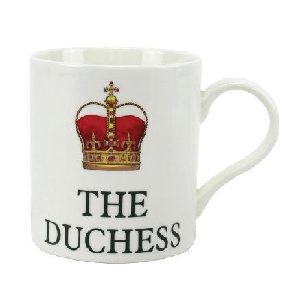 White china mug from Leonardo with popular crown image and The Duchess text