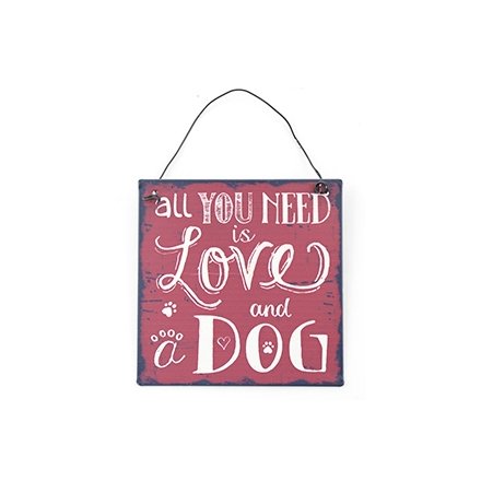 Love And A Dog Metal Sign Small
