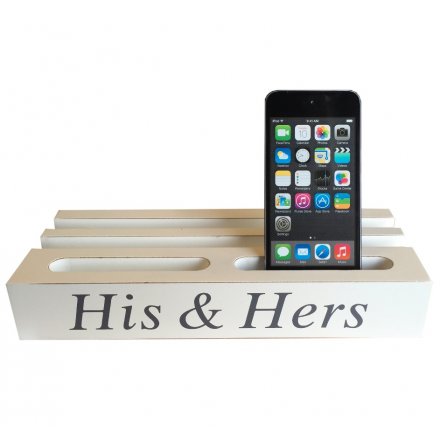White His & Hers iPhone iPad Holder