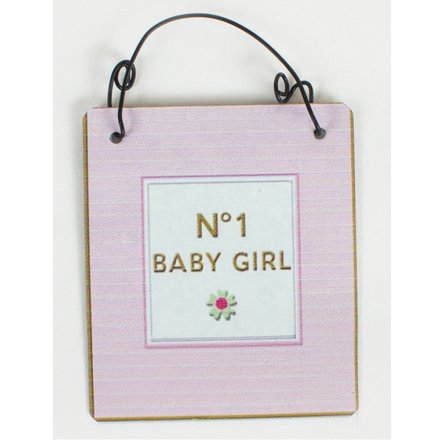 No 1 Baby Girl Hanging Metal Sign