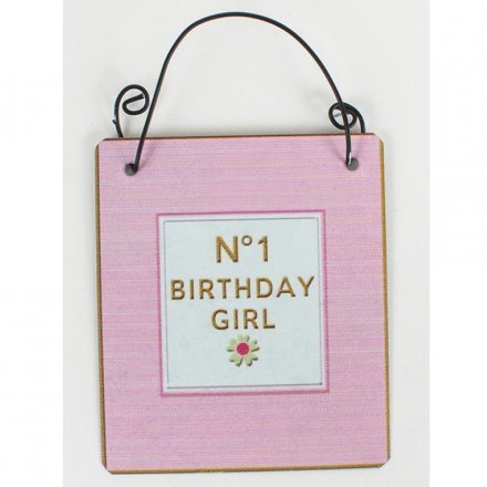 No 1 Birthday Girl Hanging Metal Sign