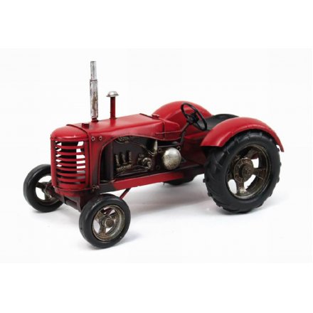 Red Tractor Tin Model