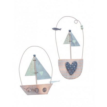 Hanging Boat Wooden Decoration Mix