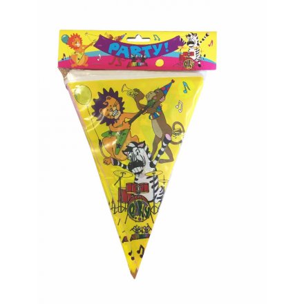 Fun and colourful plastic bunting decorated with musical animal pictures.