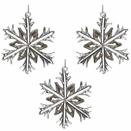 Set of 3 Glass Snowflakes