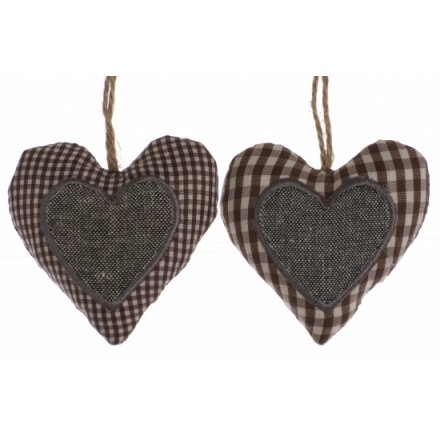 Brown Gingham Hearts 2a 8cm