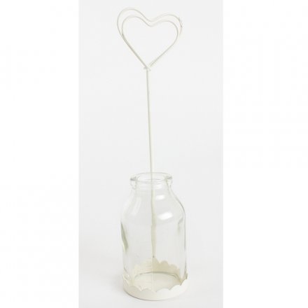 Metal Heart T Light Holder W/Bottle