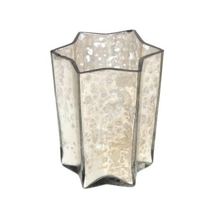 Glass Star Candle Holder Silver 10cm