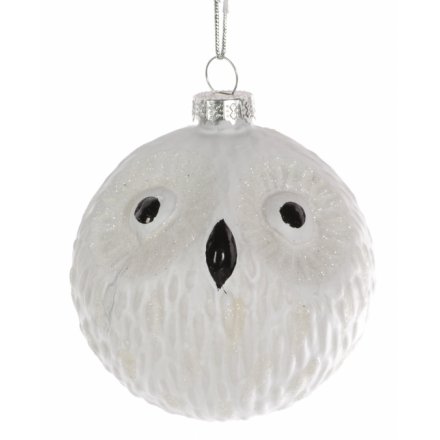 Matt White Glass Owl Ornament 8cm