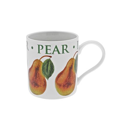 White china mug from Leonardo with orchard fruit image