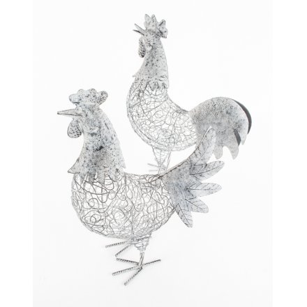 Chic and distressed metal standing chickens from Heaven Sends