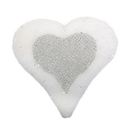Heart shaped fluffy decoration with sparkle detail