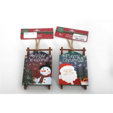 Cute winter Christmas decorations with Santa and Snowman design