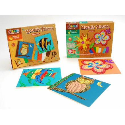 An assortment of 2 fun and crafty mosaic pictures