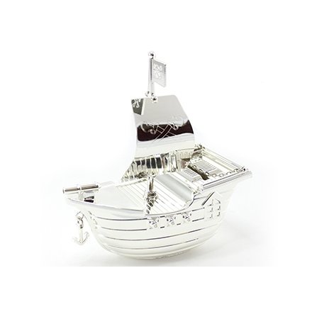 Silver Plate Pirate Boat Money Box