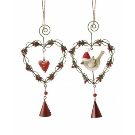 Twisted Wire Hearts & Bird Decorations