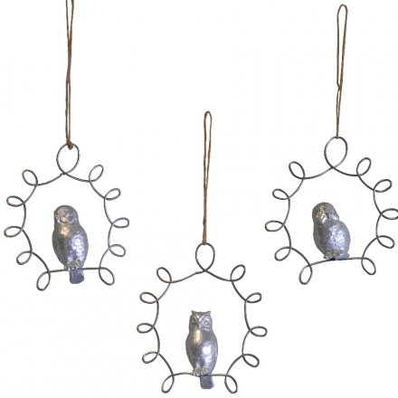 Hanging Owl Decorations Mix 10cm