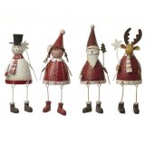 A mix of 4 traditional Christmas figures including santa, snowman and a reindeer
