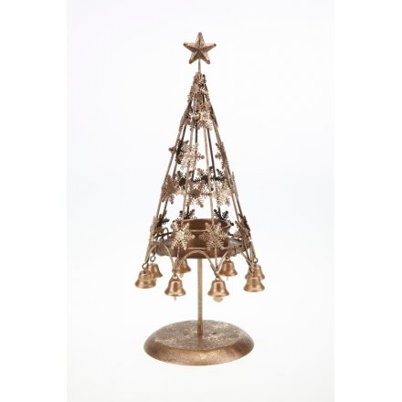 Gold metal tree tea light holder decoration from Heaven Sends