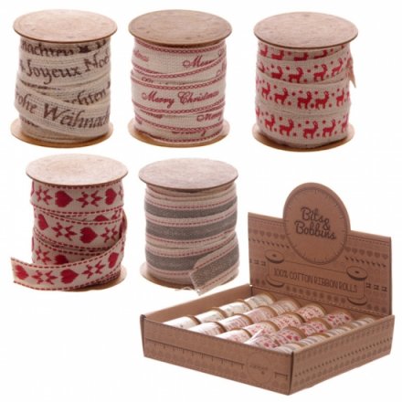 Christmas Design Ribbon - 3m Reel