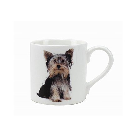 A lovely china mug and gift box with a cute yorkie dog design.