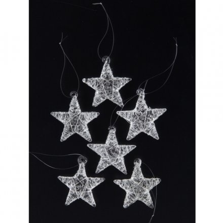 Set Of 6 Glass Hanging Stars