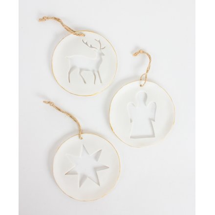 Ceramic Christmas Decorations Angel Star Deer Mix